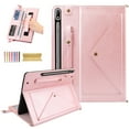 thumbnail image 1 of TECH CIRCLE Case for Samsung Galaxy Tab S9 FE Plus,Galaxy Tab S10+/S9+ Case 12.4",PU Leather Business Stand Protective Cover S Pen Holder Card Slots Shoulder Hand Strap Handbag Wallet Cover,Rosegold, 1 of 6