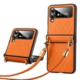 thumbnail image 1 of TECH CIRCLE Case for Samsung Galaxy Z Flip 4, Luxury PU Leather Crossbody Case with Lanyard Shoulder Strap Slim Hinge Protection Shockproof Folding Cover for Samsung Galaxy Z Flip 4 2022,Orange, 1 of 9