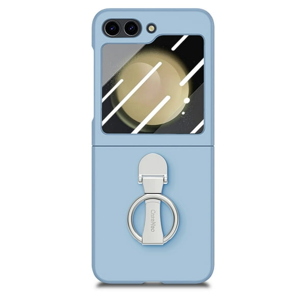 TECH CIRCLE Case for Samsung Galaxy Z Flip5 (2023) - Hard Plastic Shockproof Rugged Phone Case Slim Fit Lightweight Cover with Phone Ring Stand Holder, Skyblue