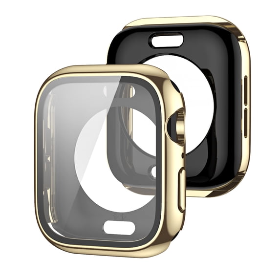 TECH CIRCLE Case with Screen Protector for Apple Watch Series 6/5/4/SE 44mm, Lightweight Ultra-Thin All Round Full Protective Hard PC Cover Bumper for iWatch Accessories,Gold
