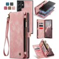 thumbnail image 1 of TECH CIRCLE Case Wallet for Samsung Galaxy S23 Ultra, Zipper Leather Flip Case with RFID Blocking Cards Holder Slots Wristlet Strap Purse Detachable Magnetic Folio Cover for Galaxy S23 Ultra 5G, Pink, 1 of 8