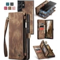 thumbnail image 1 of TECH CIRCLE Case Wallet for Samsung Galaxy S23 Ultra, Zipper Leather Flip Case with RFID Blocking Cards Holder Slots Wristlet Strap Purse Detachable Magnetic Folio Cover for Galaxy S23 Ultra Darkbrown, 1 of 8