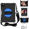 thumbnail image 1 of TECH CIRCLE Case for (2022) iPad (10th Generation) 10.9" - Rugged Stand Case with Shoulder Strap / Pencil Holder / Hand Strap, Black+Blue, 1 of 6