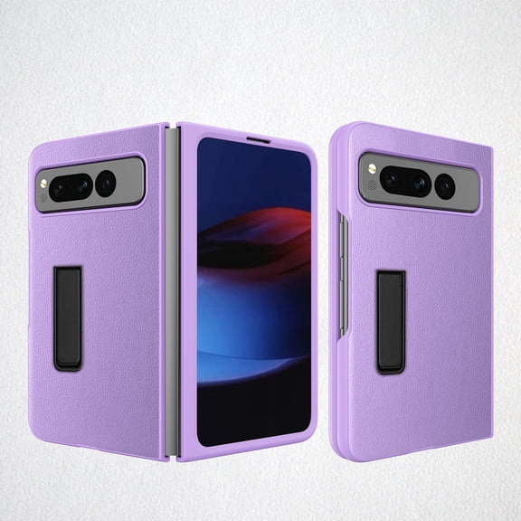 TECH CIRCLE Case for Google Pixel Fold (2023) - Protective Leather Sturdy Cover with Foldable Kickstand, Purple