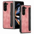 thumbnail image 1 of TECH CIRCLE Case for Samsung Galaxy Z Fold 5 2023 7.6", Premium Leather Hard Plastic Protective Sturdy Cover Case with S Pen Holder, Pink, 1 of 9