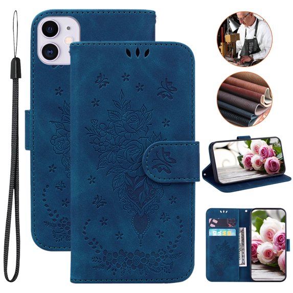 TECH CIRCLE Case for iPhone 11, Luxury Wallet Flip Leather Magnetic Shockproof Protective Card Slots Holder Case Cover,Blue