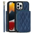 thumbnail image 1 of TECH CIRCLE Case for iPhone 13 Pro Max  6.7 Inch,Hybrid Leather Shoulder Strap Zipper Purse Card Holder Kickstand Detachable Wrist Strap,Blue, 1 of 8