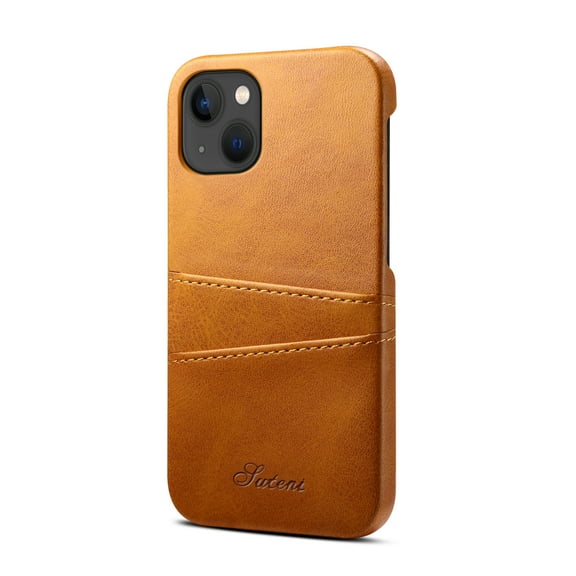 TECH CIRCLE Case for iPhone 14 (6.1") (2022) Phone - Classic Faux Leather Case Lightweight Thin Cover with Card Slots (Yellow)