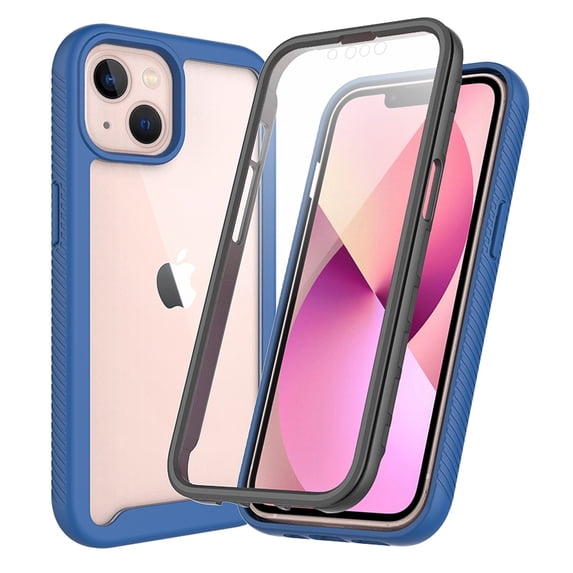 TECH CIRCLE Case for iPhone 14 (6.1") Cell Phone (2022) - Clear Back Cover Case with Screen Protector (Darkblue)