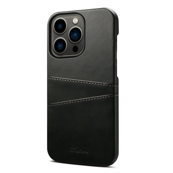TECH CIRCLE Case for iPhone 14 Pro (6.1") (2022) Phone - Classic Faux Leather Case Lightweight Thin Cover with Card Slots (Black)