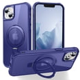 thumbnail image 1 of TECH CIRCLE Case for iPhone 15 Plus 6.7" 2023 - Translucent Back Sturdy Kickstand Shell Cover Compatible with MagSafe with Phone Ring Holder, Blue, 1 of 7