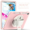 thumbnail image 1 of TECH CIRCLE Case for iPad 10th Generation 10.9 inch 2022, Heavy Duty Shockproof Rugged Protective with Pencil Holder 360° Rotating Hand Strap Stand Case for 10th Gen 10.9" for Boys Girls,Pink, 1 of 8