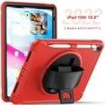 thumbnail image 1 of TECH CIRCLE Case for iPad 10th Generation 10.9 inch 2022, Heavy Duty Shockproof Rugged Protective with Pencil Holder 360° Rotating Hand Strap Stand Case for 10th Gen 10.9" for Boys Girls,Red, 1 of 8