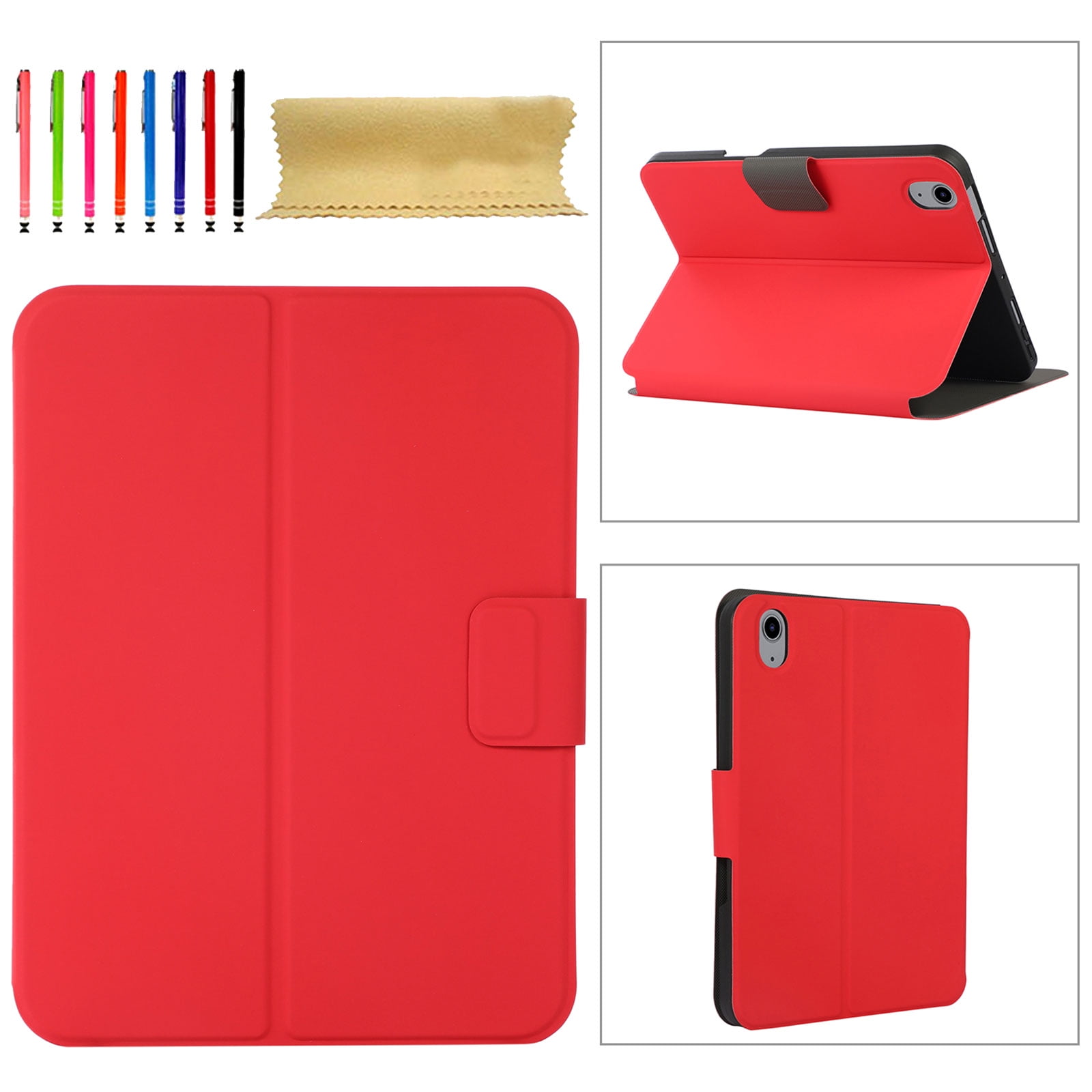TECH CIRCLE Case for iPad 10th Generation 2022, iPad 10 Case with Pencil Holder,Premium Shock Proof Stand Folio Soft TPU Back Auto Sleep/Wake Case for New Apple iPad 10.9 inch 2022, Red