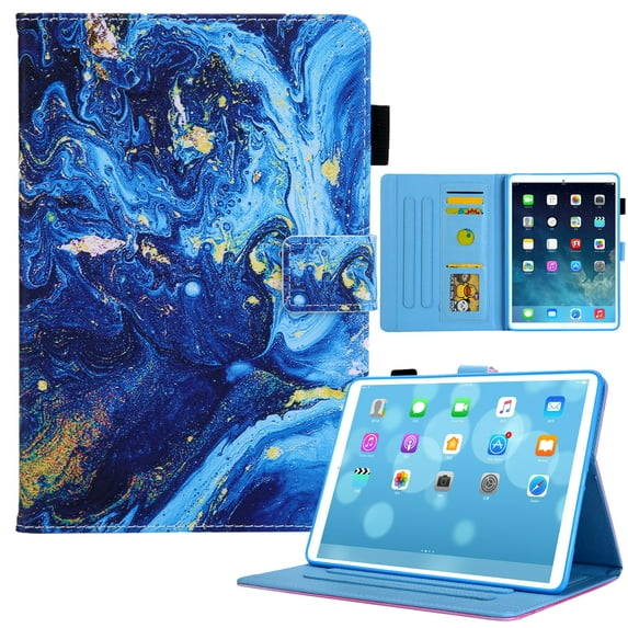 TECH CIRCLE Case for iPad 10th Generation Case 2022, Multi-Angle Viewing Stand PU Leather Smart Folio Protection Case with Auto Sleep/Wake for iPad 10th Gen 10.9 inch, Blue Marble