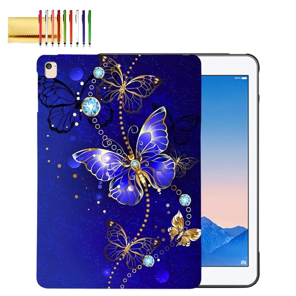 TECH CIRCLE Case for iPad 6th/5th Generation 2018/2017, for iPad Air 2 / Air 1st / Pro 9.7,Ultra Slim Thin Lightweight Elegant Soft TPU Anti-Scratch Protective Back Cover for iPad 9.7",Blue Butterfly