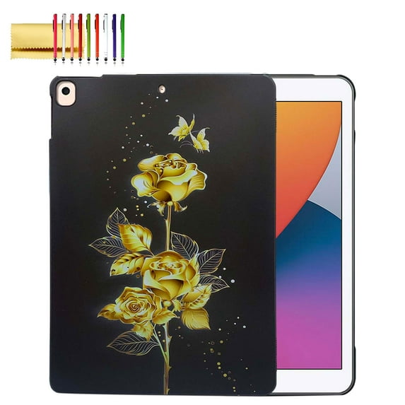 TECH CIRCLE Case for iPad 9th/ 8th/ 7th Generation 10.2 inch,Ultra Slim Thin Lightweight Elegant Pattern Soft TPU Anti-Scratch Protective Back Cover Case for iPad 10.2 inch 2021/2020/2019,Gold Rose