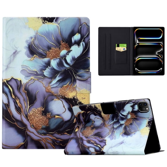 TECH CIRCLE Case for iPad Air 11 Inch 2024/iPad Air 5th/4th Gen 10.9" 2022/2020,iPad Pro 11 inch Case,Premium PU Leather Folio Multi-Angle View Stand Smart Protective Cover with Auto Sleep/Wake,Peony