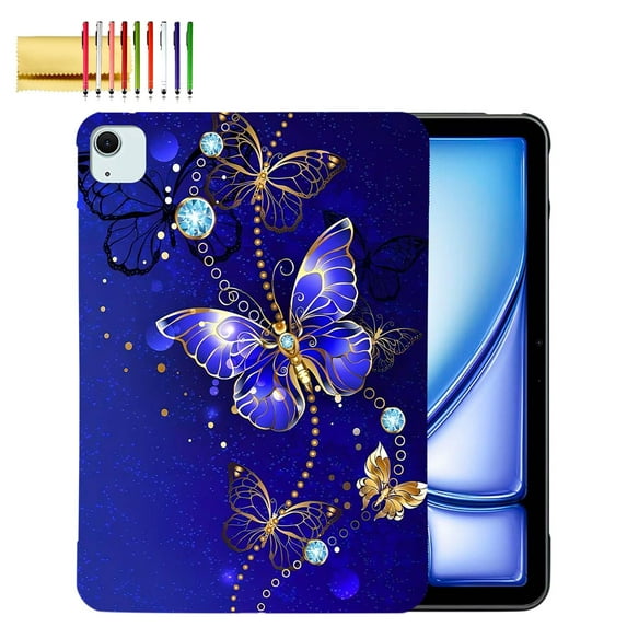 TECH CIRCLE Case for iPad Air 11 Inch M2 2024,Ultra Slim Thin Lightweight Elegant Pattern Soft TPU Anti-Scratch Protective Back Cover Case for iPad Air 6th Generation 11 Inch M2 2024,Blue Butterfly
