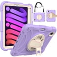 thumbnail image 1 of TECH CIRCLE Case for iPad Mini (6th Generation) 8.3" 2021 - Durable Shockproof Rugged Case Shell with Adjustable Hand/Shoulder Strap & Pencil Holder, Protective Sturdy Stand Cute Kids Cover, Purple, 1 of 6