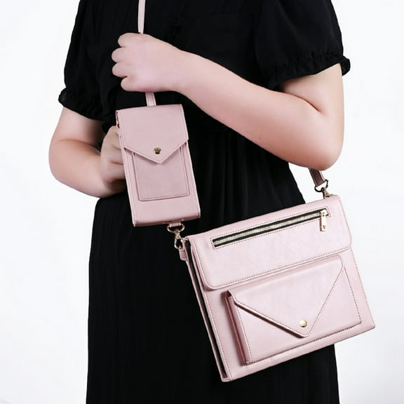 TECH CIRCLE Case for iPad Pro 11 Inch 4th/3rd/2nd/1st Gen,Premium PU Leather Folio Stand Cover with Pencil Holder Zipper Pocket Bag Shoulder Hand Strap Protective Business Case for iPad Air 4/5,Pink