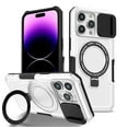 thumbnail image 1 of TECH CIRCLE Case for iPhone 11 (6.1") - [Sliding Cover for Camera Protection] [Compatible with MagSafe] Shockproof Multifunctional Shell Case with Hidden Kickstand/Phone Ring Holder,White, 1 of 1