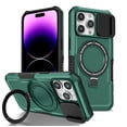 thumbnail image 1 of TECH CIRCLE Case for iPhone 11 Pro (5.8") - [Sliding Cover for Camera Protection] [Compatible with MagSafe] Shockproof Multifunctional Shell Case with Hidden Kickstand/Phone Ring Holder,Dark Green, 1 of 9