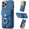 thumbnail image 1 of TECH CIRCLE Case for iPhone 11 Pro, [Built-in 2 Micro-SIM Card Slots] Slim Soft Shockproof Protective Cover with Ring Holder Stand + Card Holder Pocket + Eject Pin Holder - Blue, 1 of 8