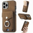 thumbnail image 1 of TECH CIRCLE Case for iPhone 11 Pro Max, [Built-in 2 Micro-SIM Card Slots] Slim Soft Shockproof Protective Cover with Ring Holder Stand + Card Holder Pocket + Eject Pin Holder - Brown, 1 of 8