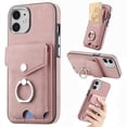 thumbnail image 1 of TECH CIRCLE Case for iPhone 12, [Built-in 2 Micro-SIM Card Slots] Slim Soft Shockproof Protective Cover with Ring Holder Stand + Card Holder Pocket + Eject Pin Holder - Pink, 1 of 8