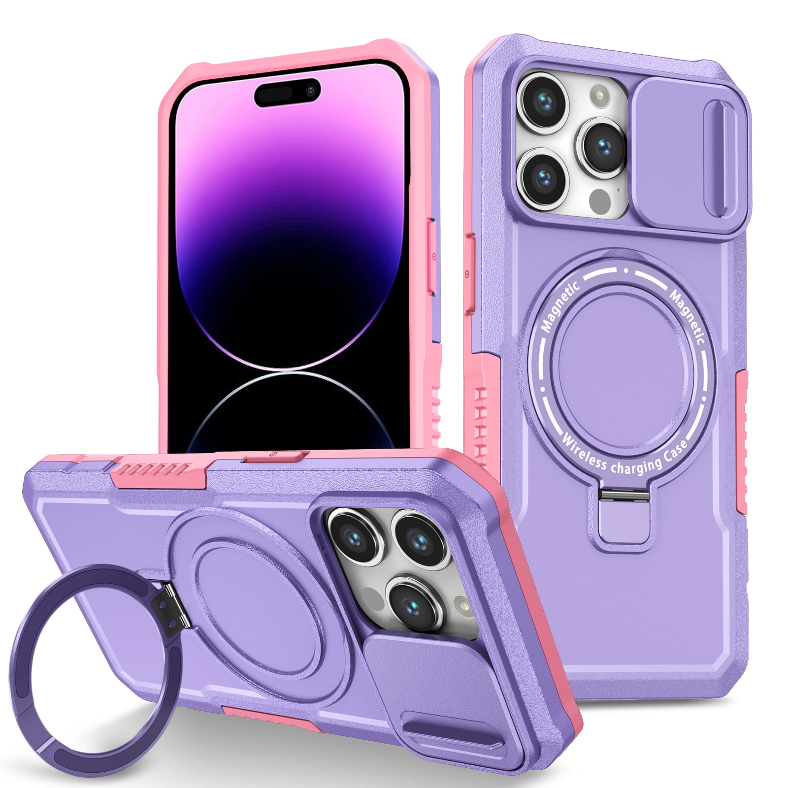 TECH CIRCLE Case for iPhone 12 Pro Max [Sliding Cover for Camera  Protection] [Compatible with MagSafe] Shockproof Multifunctional Shell Case 