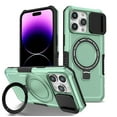 thumbnail image 1 of TECH CIRCLE Case for iPhone 13 (6.1") - [Sliding Cover for Camera Protection] [Compatible with MagSafe] Shockproof Multifunctional Shell Case with Hidden Kickstand/Phone Ring Holder,Light Green, 1 of 9