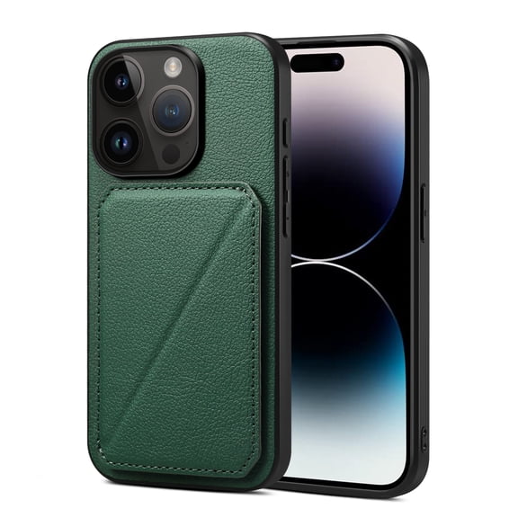 TECH CIRCLE Case for iPhone 13 (6.1-inches) 2021 Release Cell Phone - Premium Faux Leather/Silicone Back Cover Phone Case [Built-in Viewing Stand/Card Holder] Lightweigt Thin Cover Shell, Green
