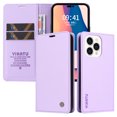 thumbnail image 1 of TECH CIRCLE Case For iPhone 13 Pro 6.1 inch,360 Protection Shockproof Solid Color PU Leather Magnetic Closure Flip Wallet Card Kickstand Soft TPU Cover.For iPhone 13 Pro,Purple, 1 of 10