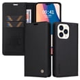 thumbnail image 1 of TECH CIRCLE Case For iPhone 13 Pro 6.1 inch,360 Protection Shockproof Solid Color PU Leather Magnetic Closure Flip Wallet Card Kickstand Soft TPU Cover.For iPhone 13 Pro,Black, 1 of 10