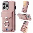 thumbnail image 1 of TECH CIRCLE Case for iPhone 13 Pro, [Built-in 2 Micro-SIM Card Slots] Slim Soft Shockproof Protective Cover with Ring Holder Stand + Card Holder Pocket + Eject Pin Holder - Pink, 1 of 8