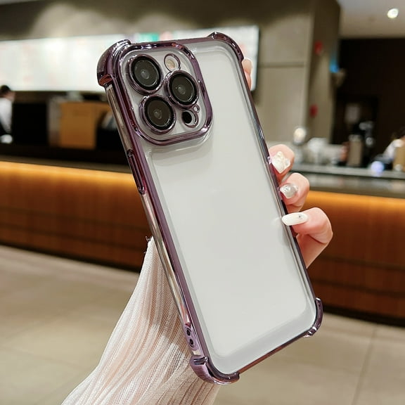 TECH CIRCLE Case for iPhone 13 Pro Max (2021) 6.7" - Clear Back Simple Basic Case with [Tempered Glass Protector for Camera] Shockproof Premium Durable Silicone Lightweight Shell Cover, Dark Purple