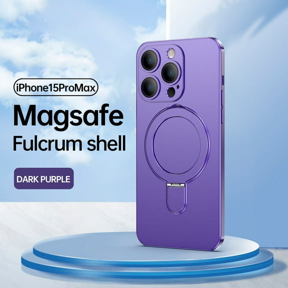 TECH CIRCLE Case for iPhone 13 Pro Max (6.7") 2021 - [Compatible with MagSafe] Durable Soft Silicone Skin Friendly Phone Case with Hidden Kickstand/Phone Ring Holder, Dark Purple