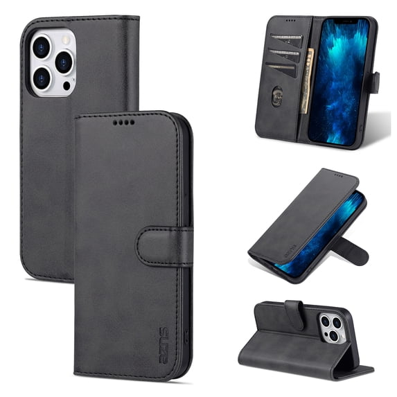 TECH CIRCLE Case for iPhone 14 Pro Wallet Case,PU Leather Flip Folio Case Shockproof TPU Inner Shell Card Holder Kickstand Phone Cover for Apple iPhone 14 Pro 6.1 inch, Black