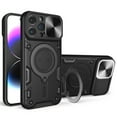 thumbnail image 1 of TECH CIRCLE Case For iPhone 14, Sliding Lens Protective Rugged Case with Rotating Stand Phone Ring Holder Lightweight Sturdy Shockproof Cover for Apple iPhone 14 6.1" 2022,Black, 1 of 8