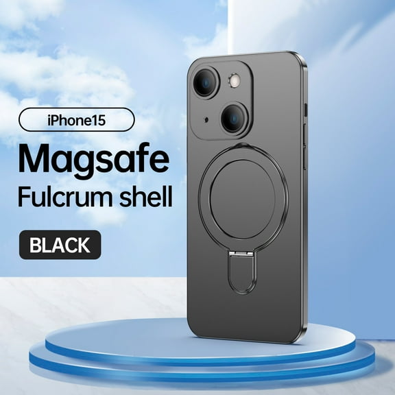 TECH CIRCLE Case for iPhone 15 (6.1") 2023 - [Compatible with MagSafe] Durable Soft Silicone Skin Friendly Phone Case with Hidden Kickstand/Phone Ring Holder, Black