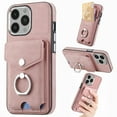 thumbnail image 1 of TECH CIRCLE Case for iPhone 15 Pro, [Built-in 2 Micro-SIM Card Slots] Slim Soft Shockproof Protective Cover with Ring Holder Stand + Card Holder Pocket + Eject Pin Holder - Pink, 1 of 8