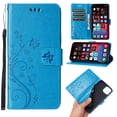 thumbnail image 1 of TECH CIRCLE Case for iPhone 15 Pro Max (2023) - [Embossed Butterfly Tree Pattern] Protective PU Leather Wallet Case with [Card Holder /Wrist Strap] Fold Stand Folio Cute Cover Shell, Blue, 1 of 7