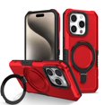 thumbnail image 1 of TECH CIRCLE Case for iPhone 16 2024, Premium Plastic/TPU Hard Case with Sturdy View Kickstand Military Drop Shockproof Protective Rugged Slim Back Cover Shell for iPhone 16,Red, 1 of 9