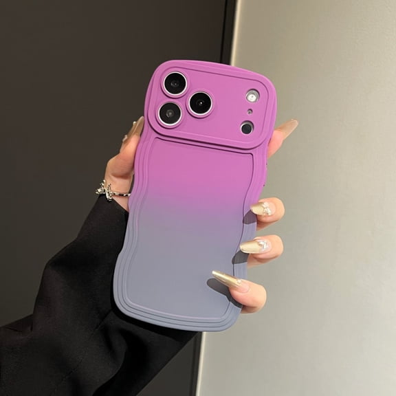 TECH CIRCLE Case for iPhone 17 Gradient Color Soft TPU Case Funny Phone Case Cute Kawaii Curly Wave Frame Shape Slim Shockproof Protective Phone Cover for Women Girls,D