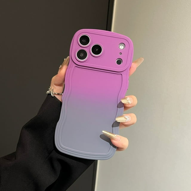 TECH CIRCLE Case for iPhone 17 Pro Max Gradient Color Soft TPU Case Funny Phone Case Cute Kawaii Curly Wave Frame Shape Slim Shockproof Protective Phone Cover for Women Girls,D