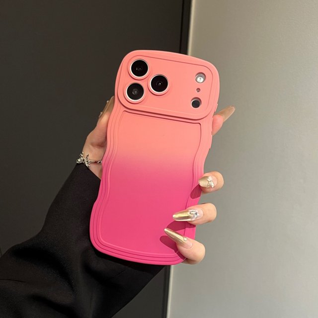TECH CIRCLE Case for iPhone 17 Pro Max Gradient Color Soft TPU Case Funny Phone Case Cute Kawaii Curly Wave Frame Shape Slim Shockproof Protective Phone Cover for Women Girls,F