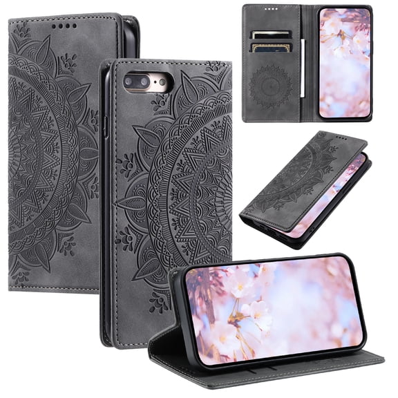 TECH CIRCLE Case For iPhone 8 Plus/7 Plus Case, Slim PU Leather Flip Folio Case Card Holders Kickstand Magnetic Shockproof Protective TPU Inner Wallet Cover for Apple iPhone 8 Plus/7 Plus,Grey