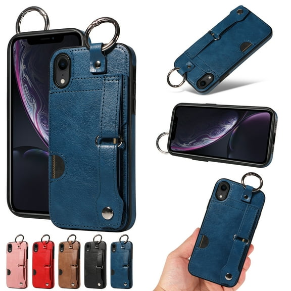 TECH CIRCLE Case for iPhone 8 Plus & iPhone 7 Plus (5.5") 2017 - Lightweight Leather Phone Case with Stand & Card Holder & Buckle & Hand Strap, Protective Functional Cover, Blue