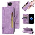 thumbnail image 1 of TECH CIRCLE Case for iPhone SE 2022,iPhone SE 2020,iPhone 8,iPhone 7 , Shockproof Premium PU Leather ID Credit Card Holder Wallet Case Magnetic Flip Kickstand Phone Cover with Hand Strap,Purple, 1 of 15